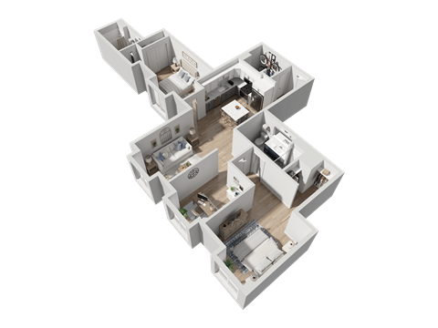 Floor plan for 2 beds, 2 baths, 1304 sqft